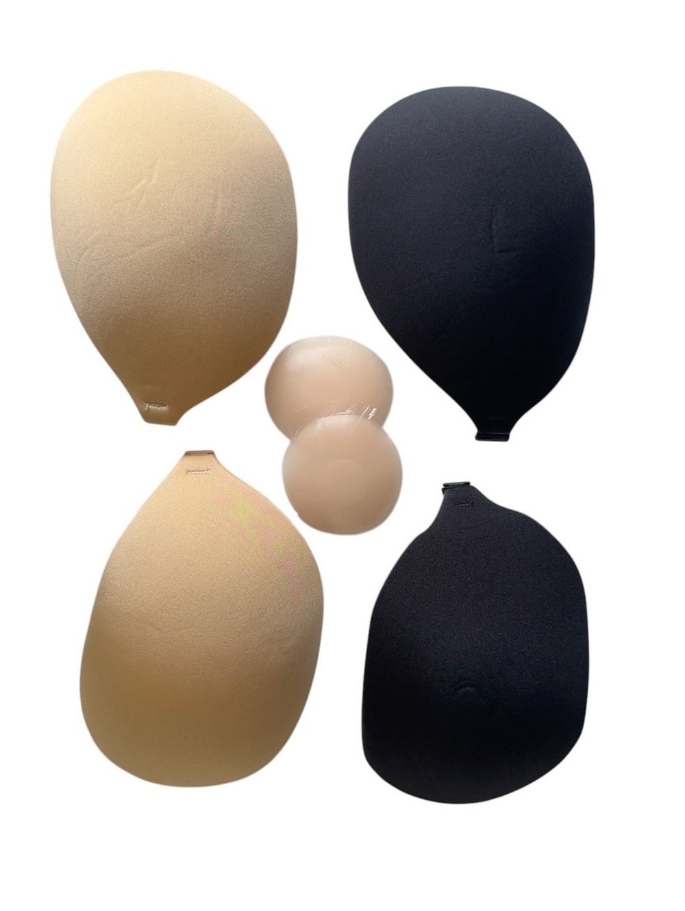 Albrta Adhesive Sticky Bras Size D Black & Nude 2-Pack + Nipple Covers